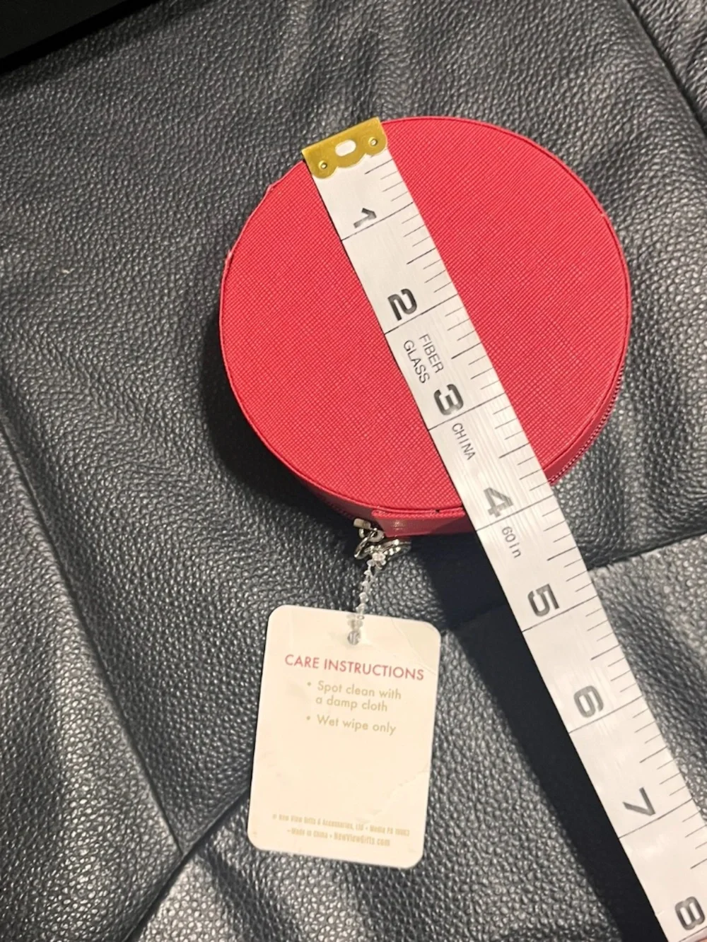 Red Round Jewelry Travel Case • NEW •